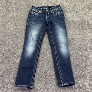 Vigoss Jeans Womens 2 Blue Capri Heritage Fit Medium Wash Stretch Embroidered